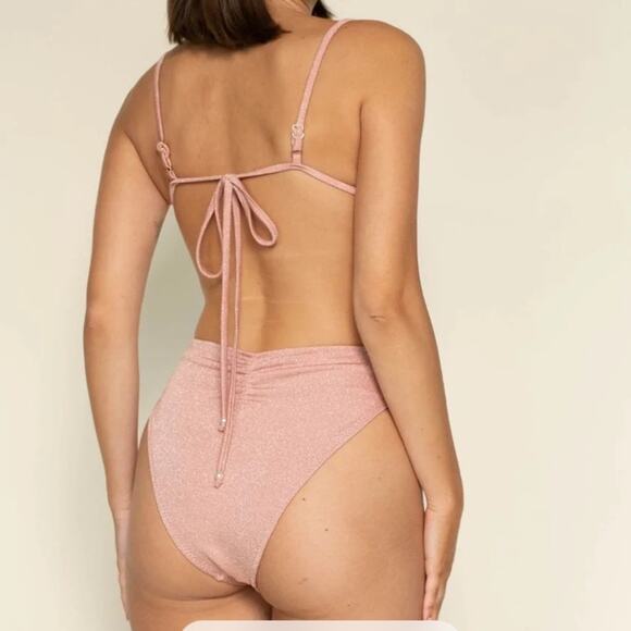 NWT Montce Prima Pink Sparkle Paula Tie-Up Bikini Bottom Large - Picture 2 of 10